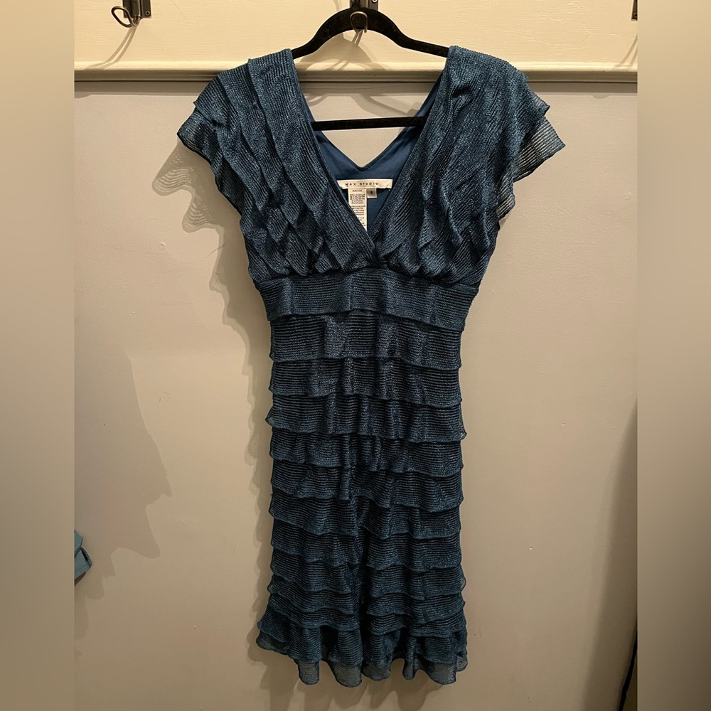 Max studio blue lacy dress size small